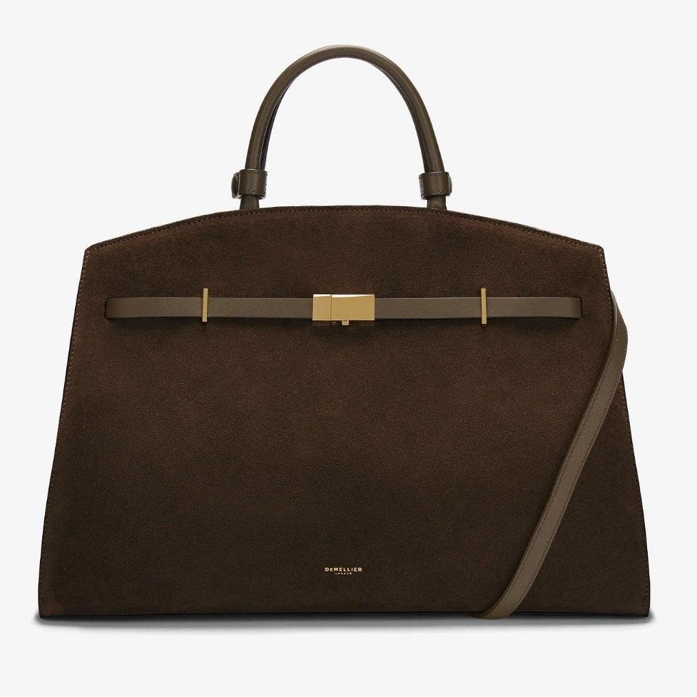 Demellier Hudson Suede Bag, Large, Mocha Brown